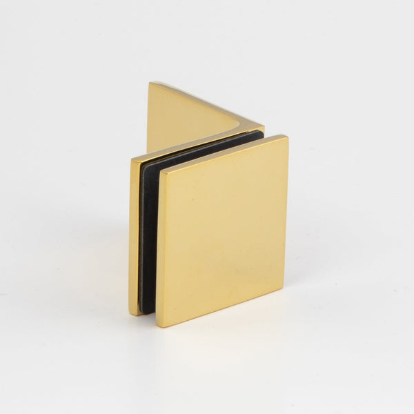 Boston 90 Degree Wall to Glass Bracket Polished Brass