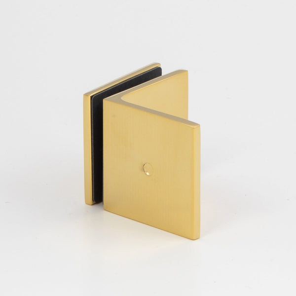 Boston 90 Degree Wall to Glass Bracket Polished Brass