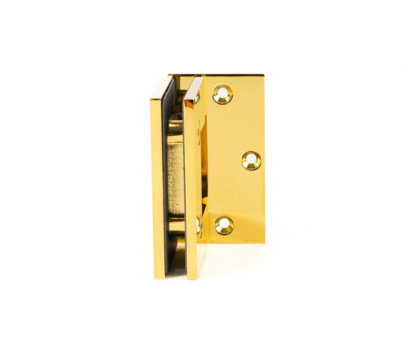 Boston Wall to Glass 90 Degree Hinge with L Type Mounting Plate - Polished Gold