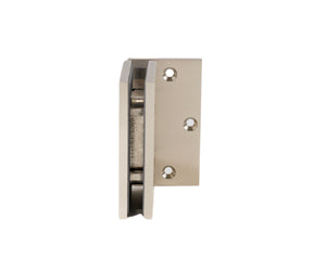 Boston Wall to Glass 90 Degree Hinge with L Type Mounting Plate - Satin Nickel