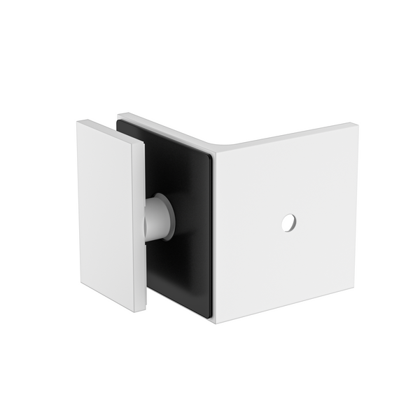 Boston Wall to Glass Bracket with 30mm Cover Plate White