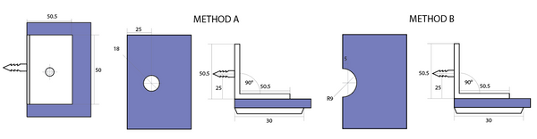 Stealth Wall to Glass Bracket with 30mm plate Raw Brushed Brass
