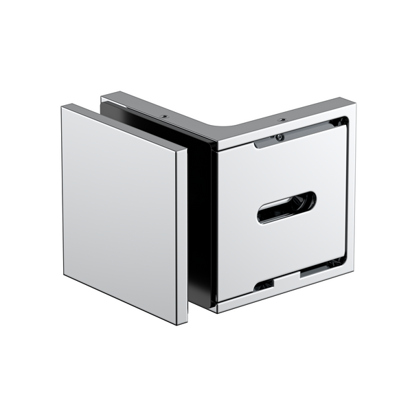 Stealth Wall to Glass Bracket with Cover Plate - Polished Chrome