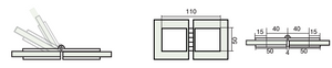Adjustable Angle Glass to Glass Bracket with 50mm Cover Plate - Raw Brushed Brass
