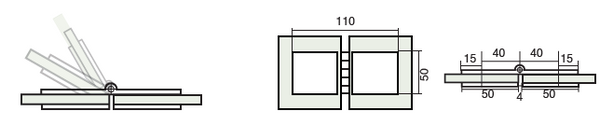 Adjustable Angle Glass to Glass Bracket with 50mm Cover Plate - Raw Brushed Brass