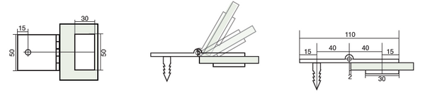 Adjustable Angle Wall to Glass Brackets with 30mm Cover plate - Polished Rose Gold