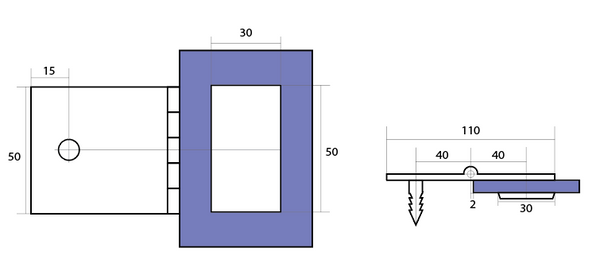 Adjustable Angle Wall to Glass Brackets with 30mm Cover plate - Raw Brushed Brass