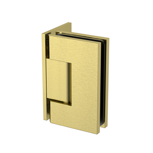 Boston Wall to Glass Hinge with L Type Mounting Plate Raw Brushed Brass