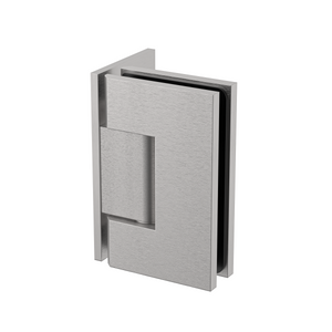 Boston Wall to Glass 90 Degree Hinge with L Type Mounting Plate - Satin Nickel
