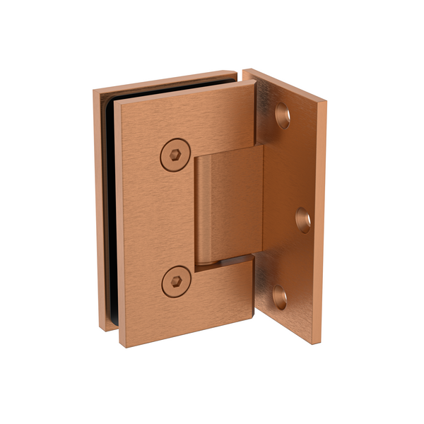Boston Wall to Glass 90 Degree Hinge with L Type Mounting Plate -Brushed Rose Gold