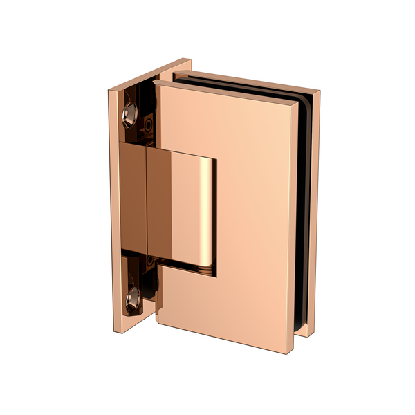 Boston Wall to Glass Heavy Duty Hinge with T Type Mounting Plate - Polished Rose Gold
