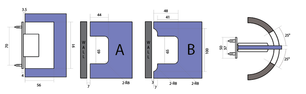 Boston Wall to Glass Heavy Duty Hinge with T Type Mounting Plate - Polished Chrome