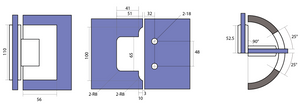 Stealth Glass to Glass 90 Degree Hinge Raw Brushed Brass