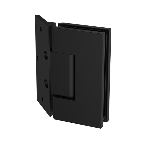 Boston Heavy Duty LARGE Wall to Glass Hinges with 135 Degree Type Mounting Plate- Matte Black