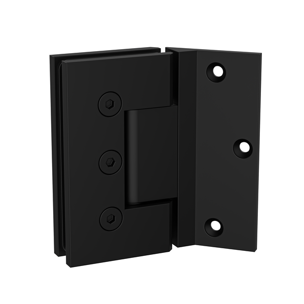 Boston Heavy Duty LARGE Wall to Glass Hinges with 135 Degree Type Mounting Plate- Matte Black