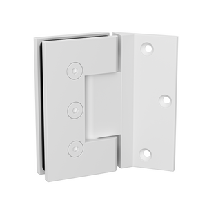 Boston Heavy Duty Large Wall to Glass Hinges with 135 Degree Type Mounting Plate - White