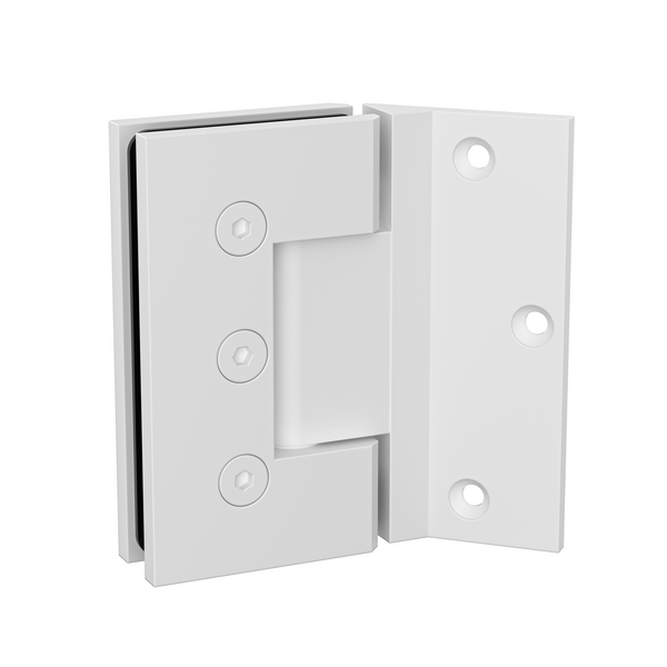 Boston Heavy Duty Large Wall to Glass Hinges with 135 Degree Type Mounting Plate - White