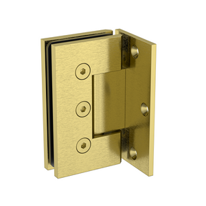 Boston Heavy Duty Large Wall to Glass Hinge with L Type Mounting Plate - Brushed Brass