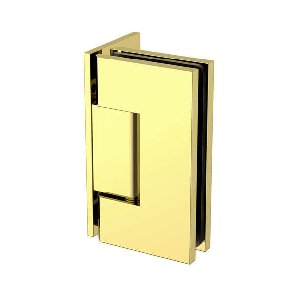 Boston Heavy Duty Large Wall to Glass Hinge with L Type Mounting Plate - Polished Gold