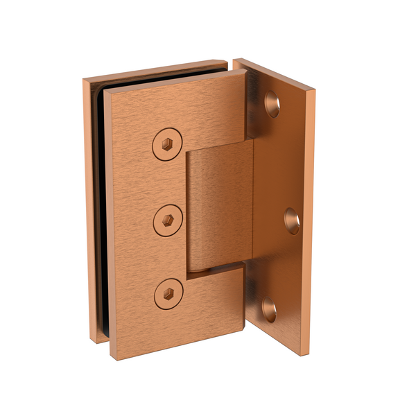 Boston Heavy Duty Large Wall to Glass Hinge with L Type Mounting Plate - Brushed Rose Gold
