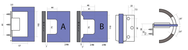 Boston Heavy Duty Large Wall to Glass Hinge with L Type Mounting Plate - Polished Brass