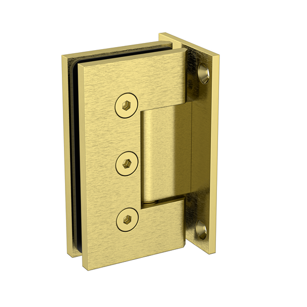 Boston Heavy Duty Large Wall to Glass Hinge with T Type Mounting Plate -Raw Brushed Brass