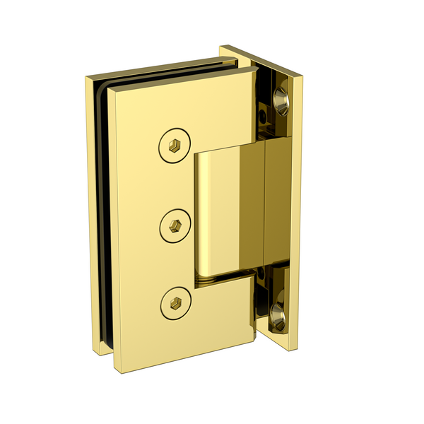 Boston Heavy Duty Large Wall to Glass Hinge with T Type Mounting Plate -Polished Gold