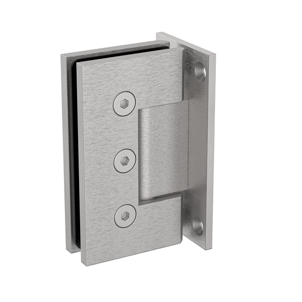Boston Heavy Duty Large Wall to Glass Hinge with T Type Mounting Plate - Satin Nickel