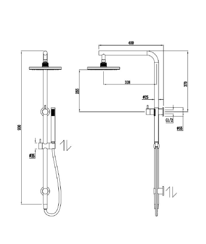 Pinnacles Shower Rail Set Brushed Gun Metal