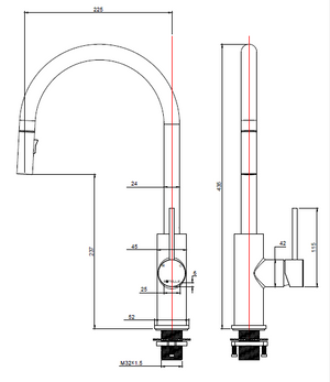 Pinnacles Pull Out Kitchen Mixer Brushed Gun Metal