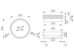 V-Groove Round Semi-inset Basin Matte White