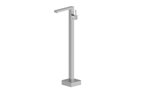 Floor Standing Bath Spout with Mixer Satin Nickel
