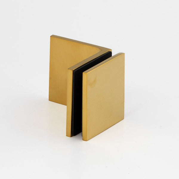 Boston 90 Degree Wall to Glass Bracket Raw Brushed Brass
