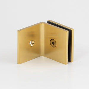 Boston 90 Degree Wall to Glass Bracket Brushed Brass