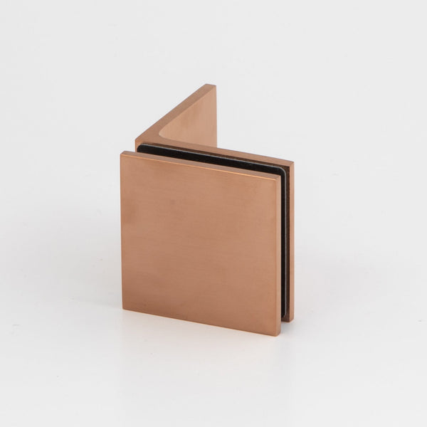 Boston 90 Degree Wall to Glass Bracket Brushed Rose Gold
