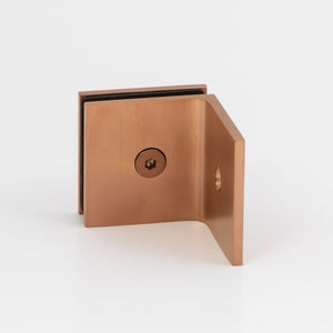 Boston 90 Degree Wall to Glass Bracket Brushed Rose Gold