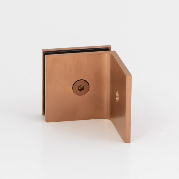 Boston 90 Degree Wall to Glass Bracket Brushed Rose Gold