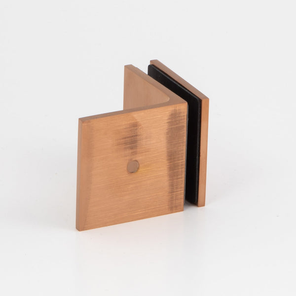 Boston 90 Degree Wall to Glass Bracket Brushed Rose Gold