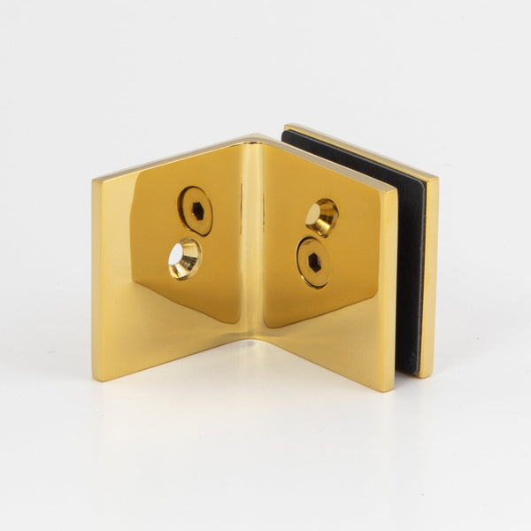 Boston 90 Degree Wall to Glass Bracket  Polished Gold