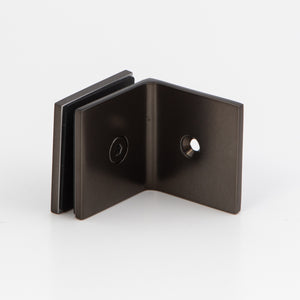90 Degree Wall to Glass Bracket Brushed Gun Metal