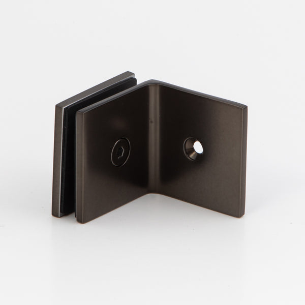 90 Degree Wall to Glass Bracket Brushed Gun Metal