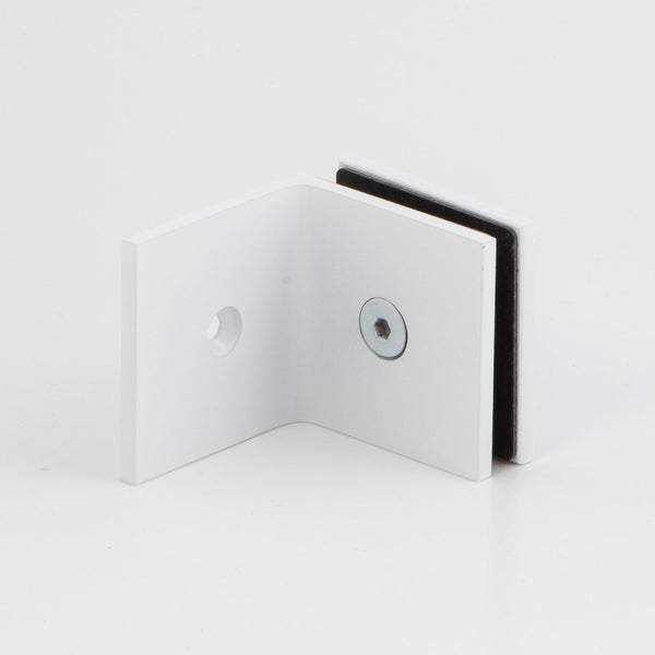 Boston 90 Degree Wall to Glass  Bracket White