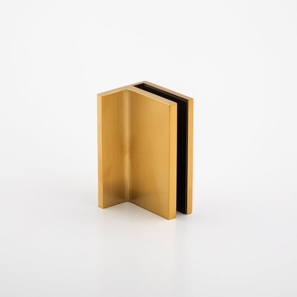 Statesman Wall to Glass Clamp with leg Raw Brushed Brass