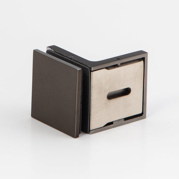 Wall to Glass Bracket with Cover Plate - Brushed Gun Metal
