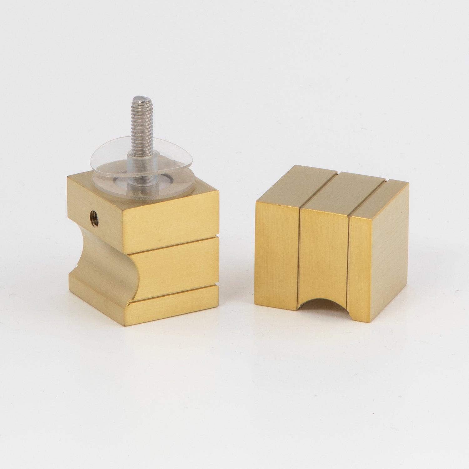 Stealth / Boston Square Knob - Brushed Brass Electro