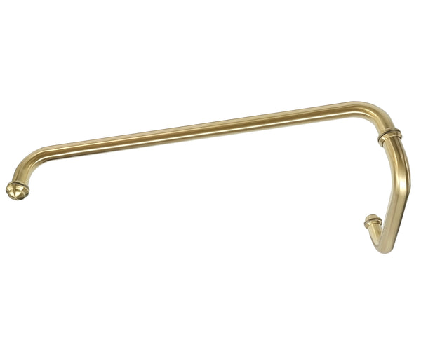 Round Shower Handle with Towel Rail Brushed Brass