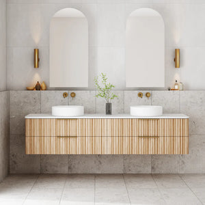 Cassa Designs Gravity Curved Wall Double Hung Vanity Natural Oak