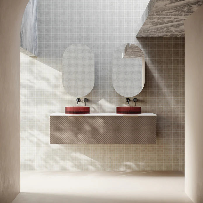 Cassa Designs Relievo Wall Hung Vanity - Double Relievo Walnut