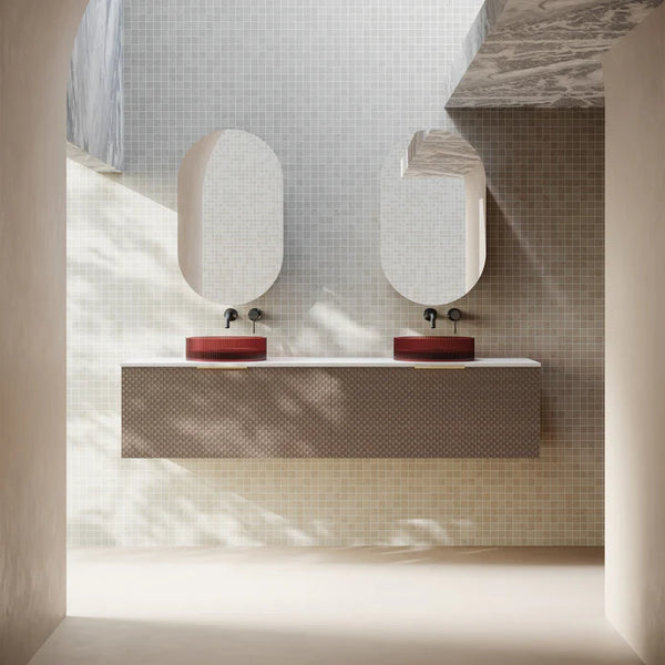 Cassa Designs Relievo Wall Hung Vanity - Double Relievo Walnut