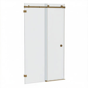 Bellé Wall to Wall Frameless Shower Sliding System Left Hand Fixed - Antique Brass